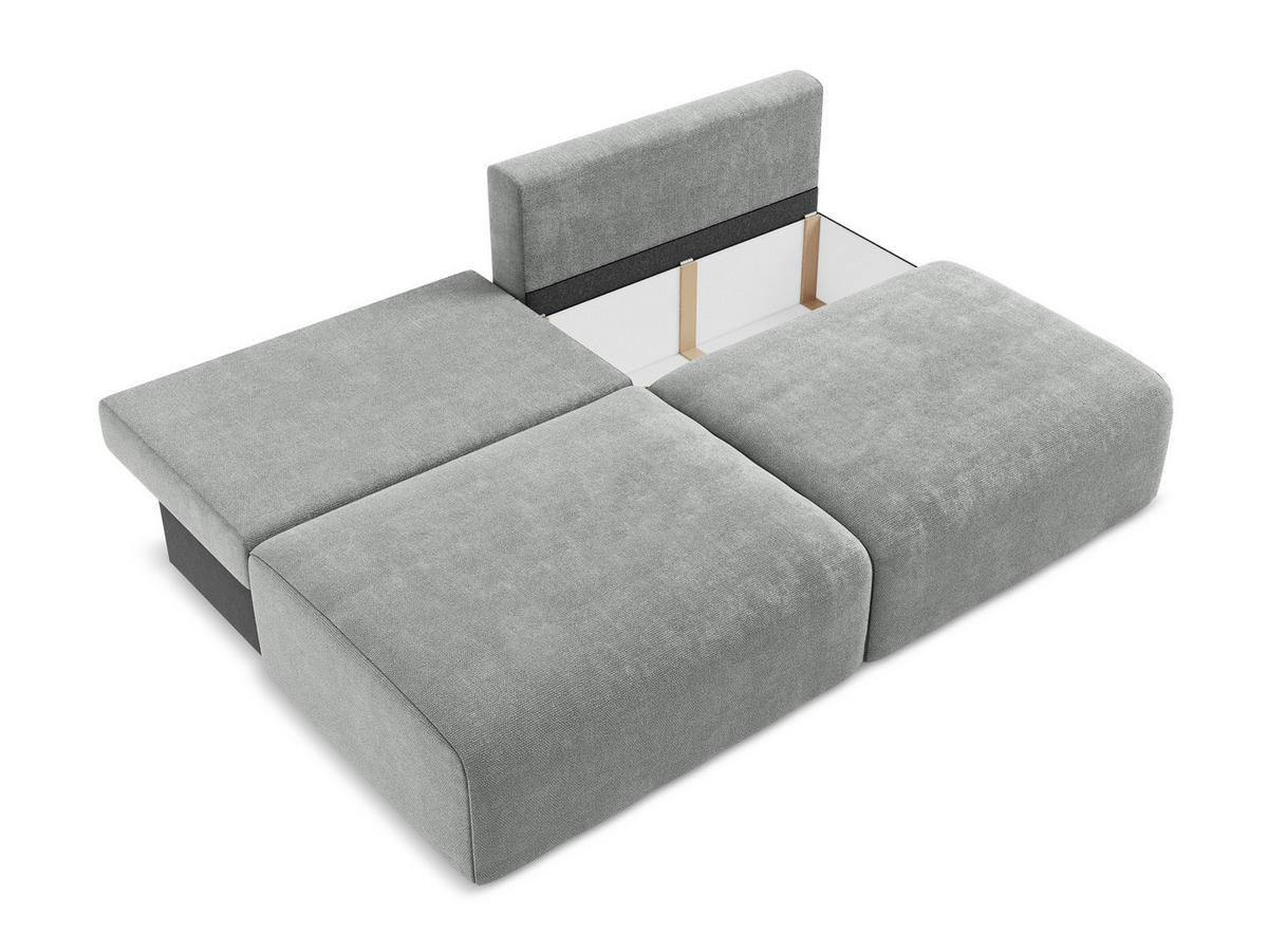 3-SITZER SOFA mit Schlaffunktion Chenille Stoff Grau - Blau/Schwarz, Kunststoff/Textil (216/79/102cm) - Makamii