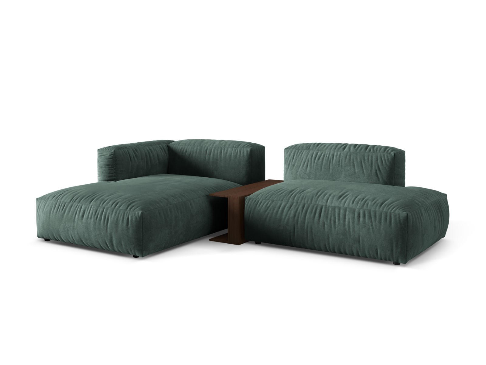 ECKSOFA modular links Martina aus Samt petrol 2 Sitzplätze - Salbeigrün, Textil (176/285cm) - Micadoni