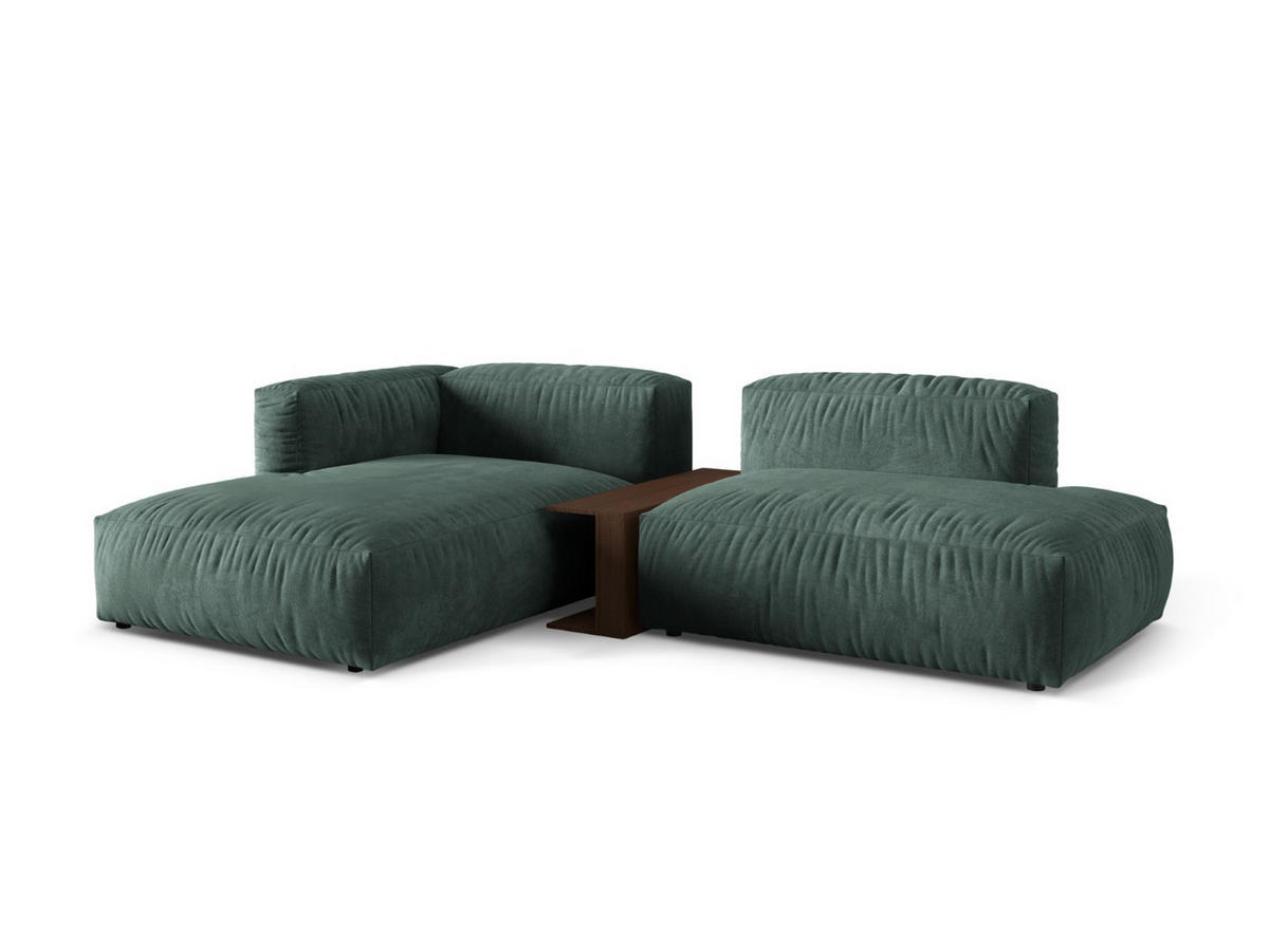 ECKSOFA modular links Martina aus Samt petrol 2 Sitzplätze - Salbeigrün, Textil (176/285cm) - Micadoni