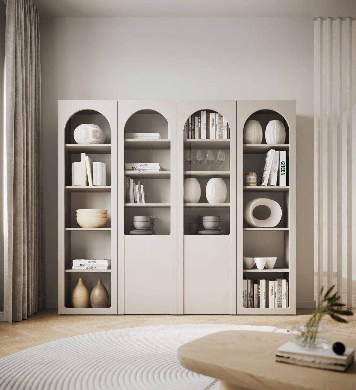 VITRINE Arkadia Kaschmirgrau 100 cm - Kaschmir, Holzwerkstoff (100/180/33cm) - Selsey