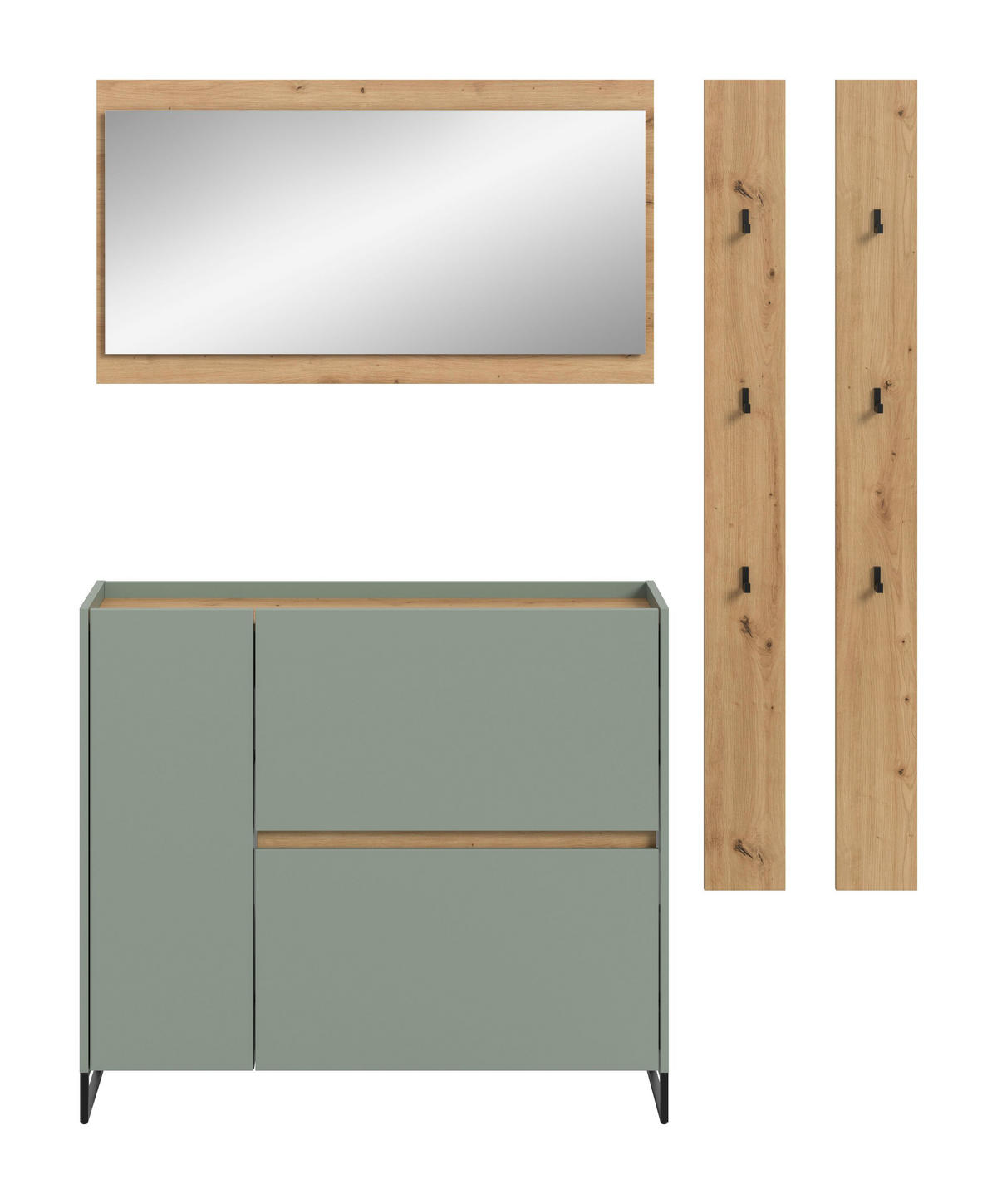 GARDEROBEN-SET DRIVE 4-tlg. (B/H/T: ca. 172/192/32 cm) in Salbei/Salbei - Salbeigrün, Holzwerkstoff (172/192/32cm)
