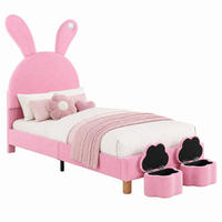 BETT mit 2 Stauraumbänken und LED 90x200 cm Samt Pink - Pink, Holz (90/200cm) - Meubliv