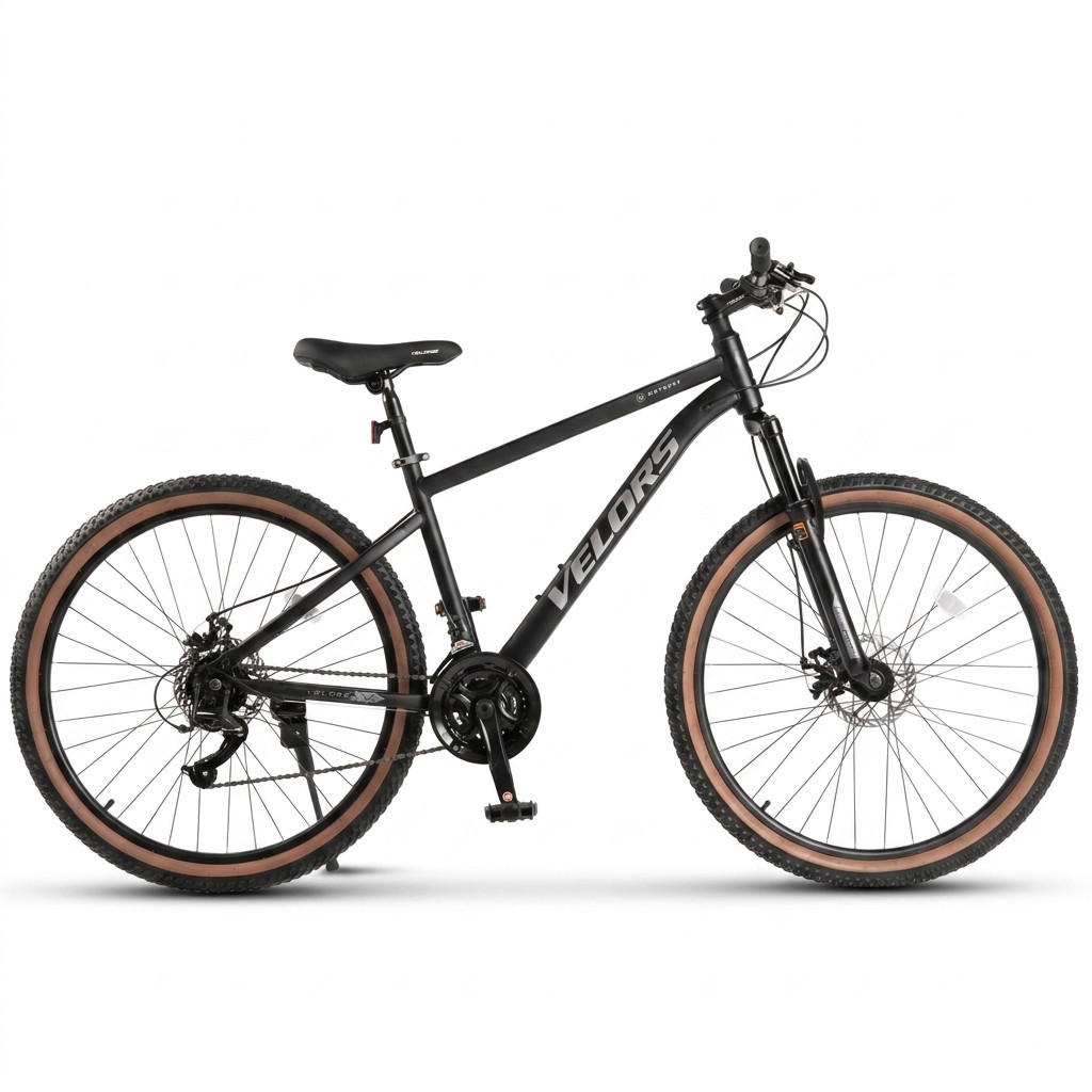 MOUNTAINBIKE 27,5 Zoll Schwarz + Grau – 21-Gang Schaltung - Doppelscheibenbremsen – Carbonstahl - Schwarz, Metall (20cm) - Oxeza