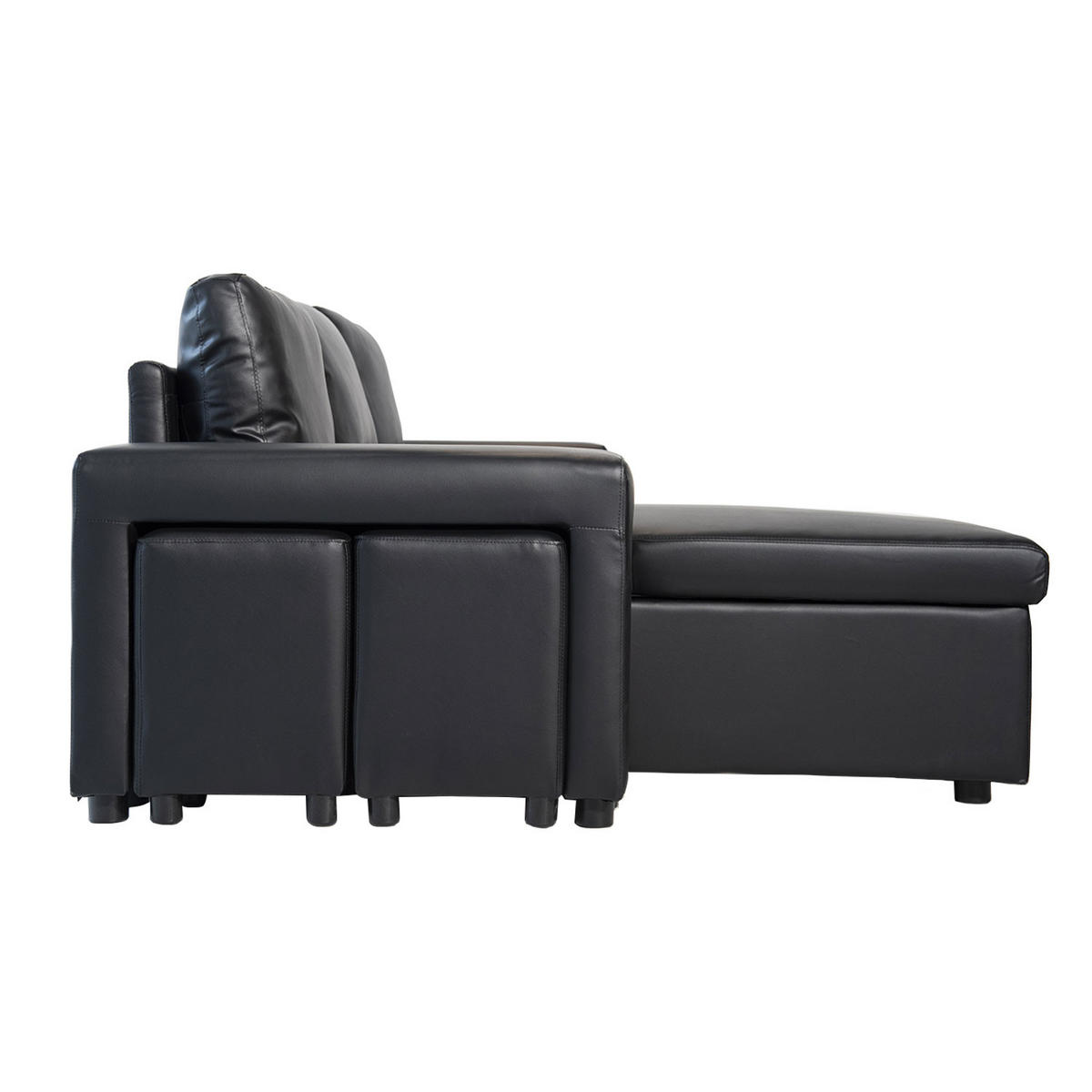 ECKSOFA Tony Schwarz 3 Plätze - Schwarz, Kunststoff (146/238cm) - Happy Garden
