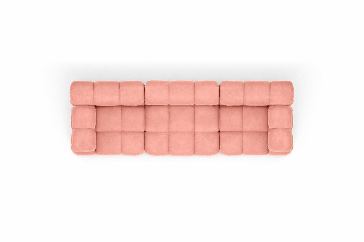 COUCH, 3-Sitzer Modular, Veloursstoff Salvador, Rosa, Selia - Rosa, Holz (285/70/95cm) - Kaiser Möbel