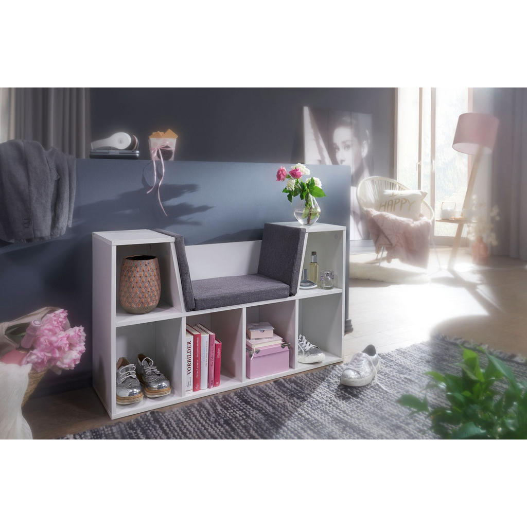 Thumbnail - Kadima Design Schuhbank, Weiß, Textil, 102x62x30 cm, Garderobe, Garderobenbänke, Schuhbänke