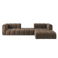 ECKSOFA Modulares In L-Form, Velvet-Stoff Riviera, Braun, Rechts, GRAND 319 cm - Braun, Holz (319/175cm) - Kaiser Möbel