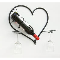 WANDBILD Weinregal Herz Flaschenständer aus Metall 38 cm Flaschenhalter - Schwarz, Metall (38/38/12cm) - DanDiBo