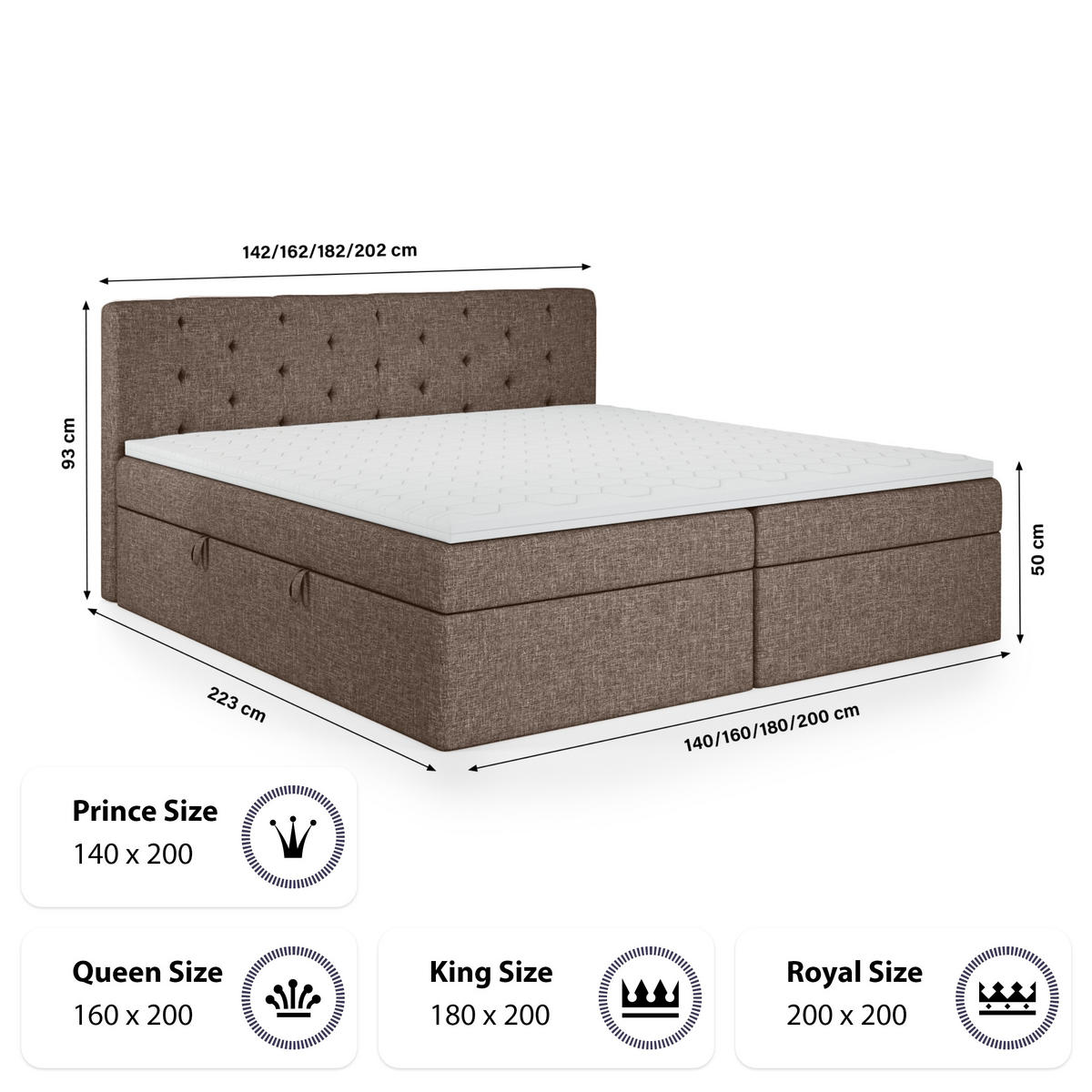 BOXBETT Doppelbett Pekin Braun 180x200 cm - Braun, Textil (180/200cm) - Fedve
