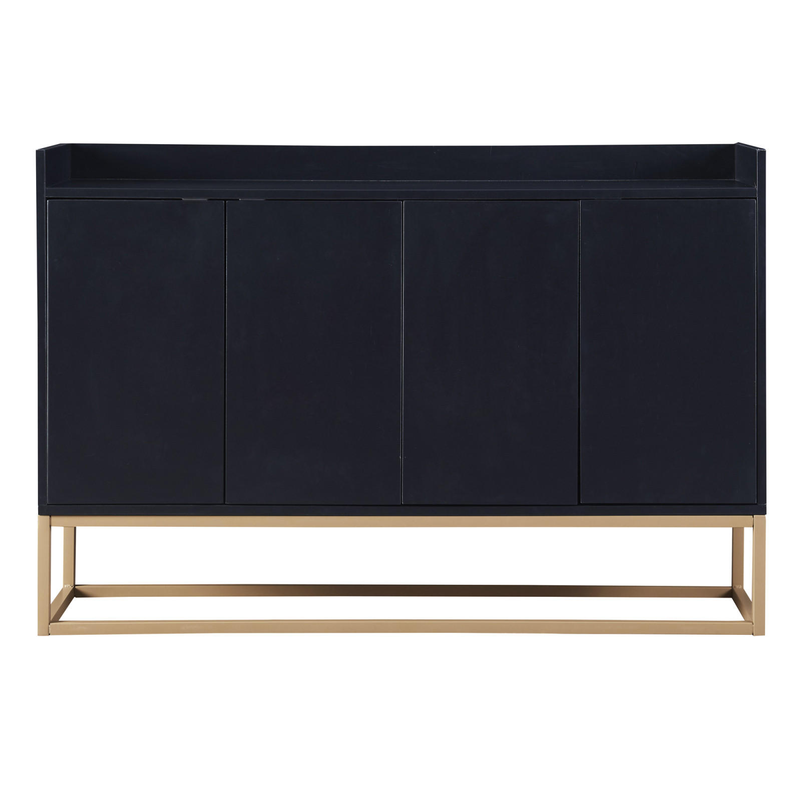 SIDEBOARDS 120cm, mit 4 Türen, verstellbaren Regalen, goldfarbenem Metallrahmen, Schwarz - Schwarz, Holzwerkstoff (120/30/80cm) - Waldena