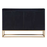 SIDEBOARDS 120cm, mit 4 Türen, verstellbaren Regalen, goldfarbenem Metallrahmen, Schwarz - Schwarz, Holzwerkstoff (120/30/80cm) - Waldena