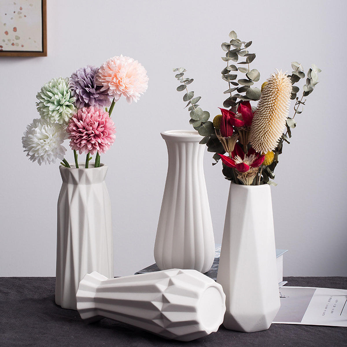 VASE 5,5 x 5,5 x 20,5 cm Keramik - Weiß, Keramik (6cm) - LIBRATON