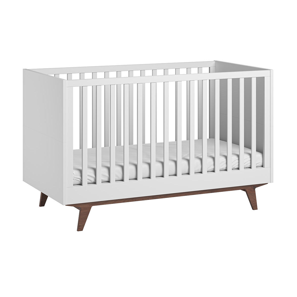 BABYZIMMER 3-teilig Mid Weiß und Holz - Weiß, Holzwerkstoff (144/90/75cm) - Petits-meubles