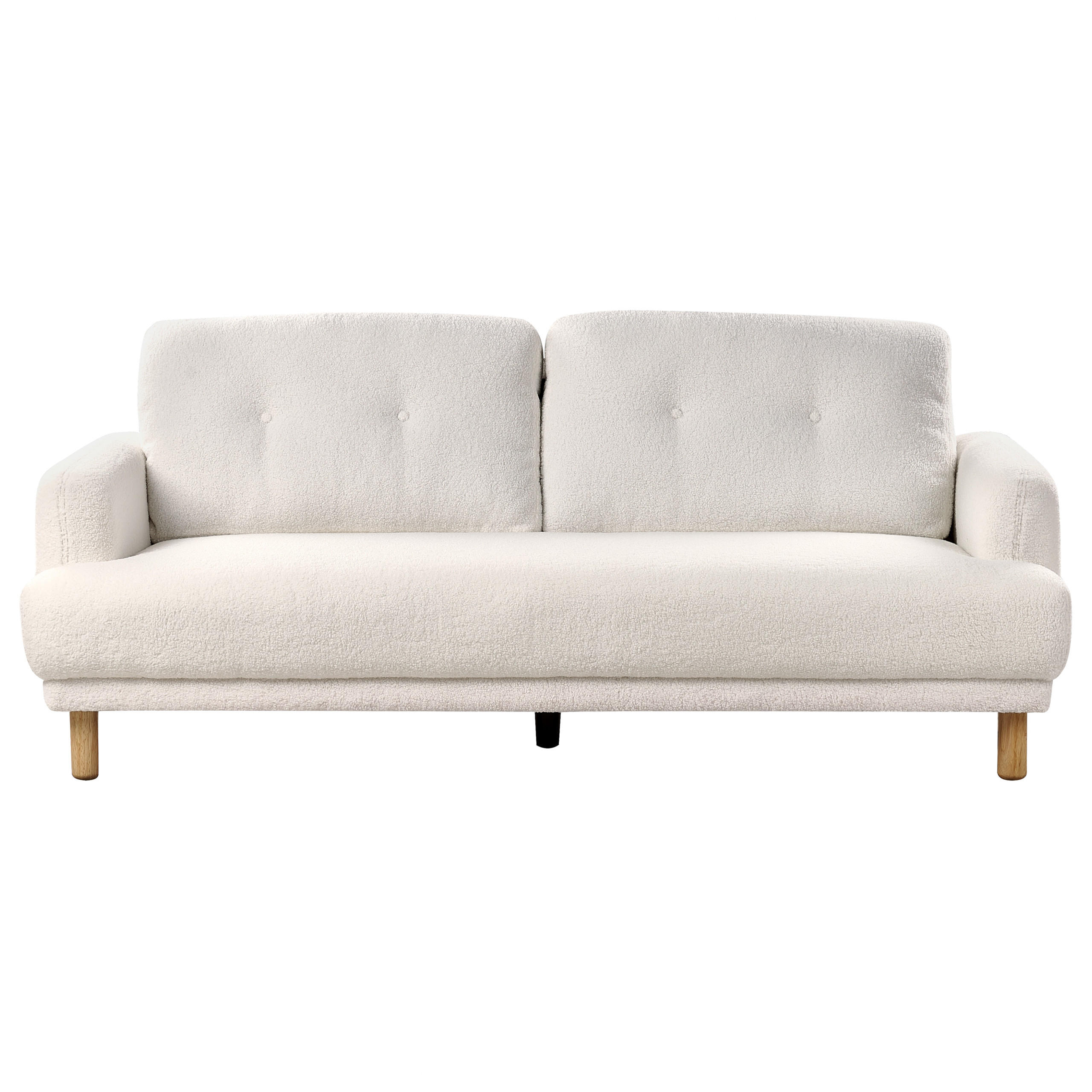 3-SITZER-SOFA Bouclé Weiß Tuve - Hellbraun/Weiß, Textil (199/85/90cm) - Beliani