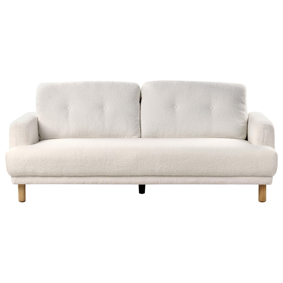 3-SITZER-SOFA Bouclé Weiß Tuve - Hellbraun/Weiß, Textil (199/85/90cm) - Beliani