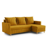 ECKSOFA FOX L-förmig Modernes Verstellbare Kopfstützen Luxuriöser Velours Schlaffunktion lose Rückenkissen freistehend RECHTS 224x146x98 cm Brown - Braun, Holz/Textil (224/146cm) - DomoHome