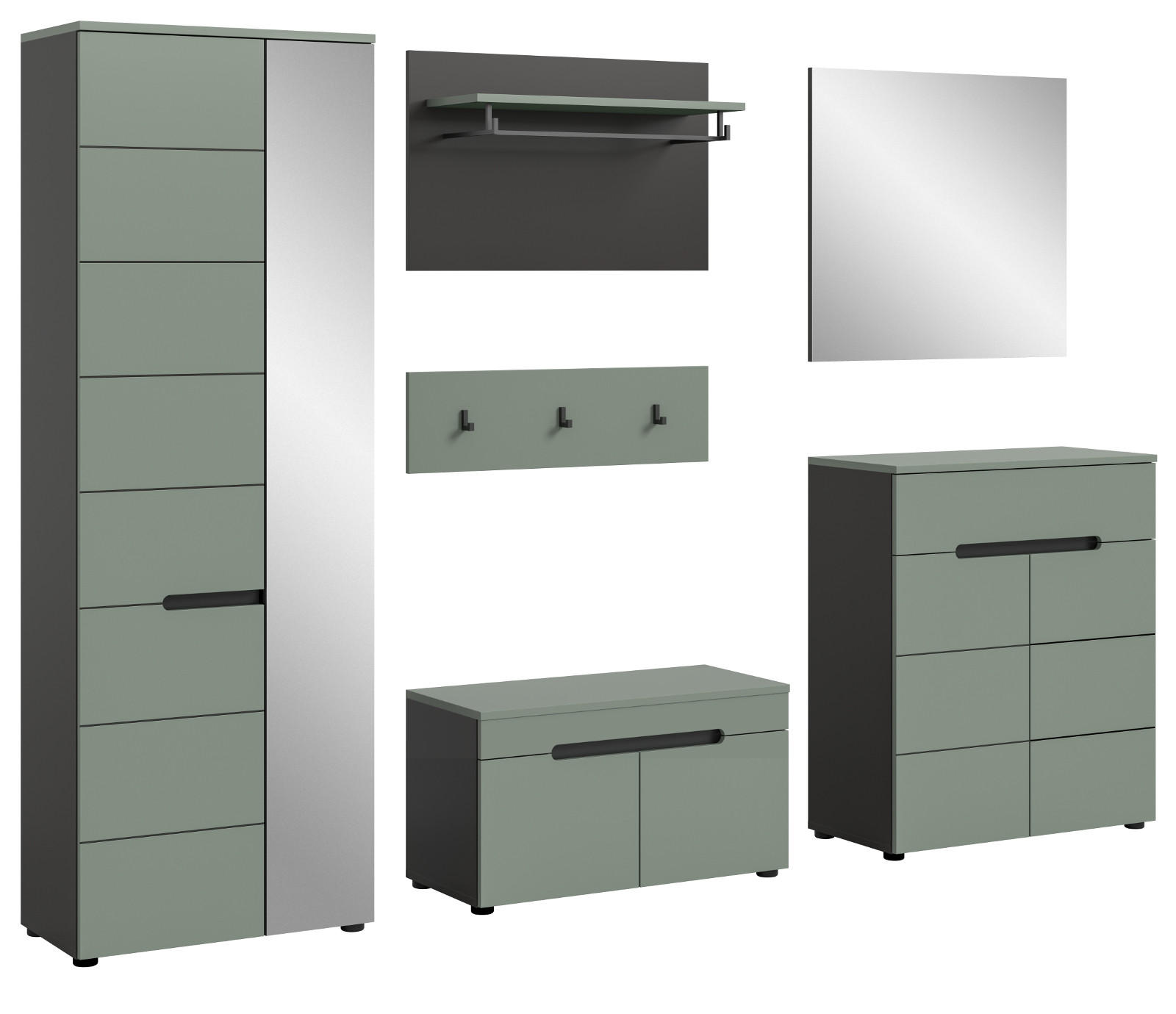 Inn.Furn Garderobe Salbeigrün 255x190x37 cm