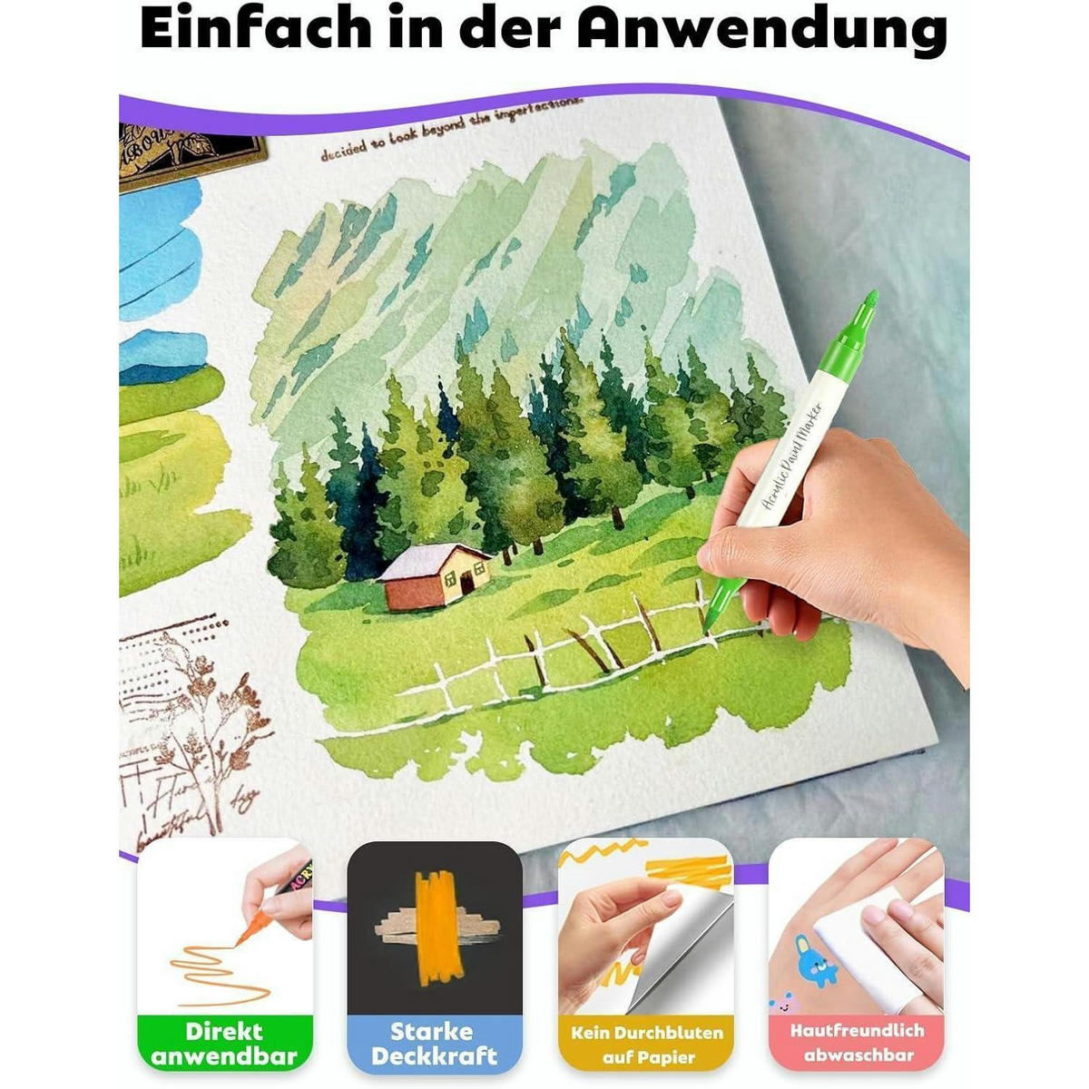 ACRYLSTIFTE Set 120 Farben Doppelspitze - Multicolor, Kunststoff (15.5/15/18cm)