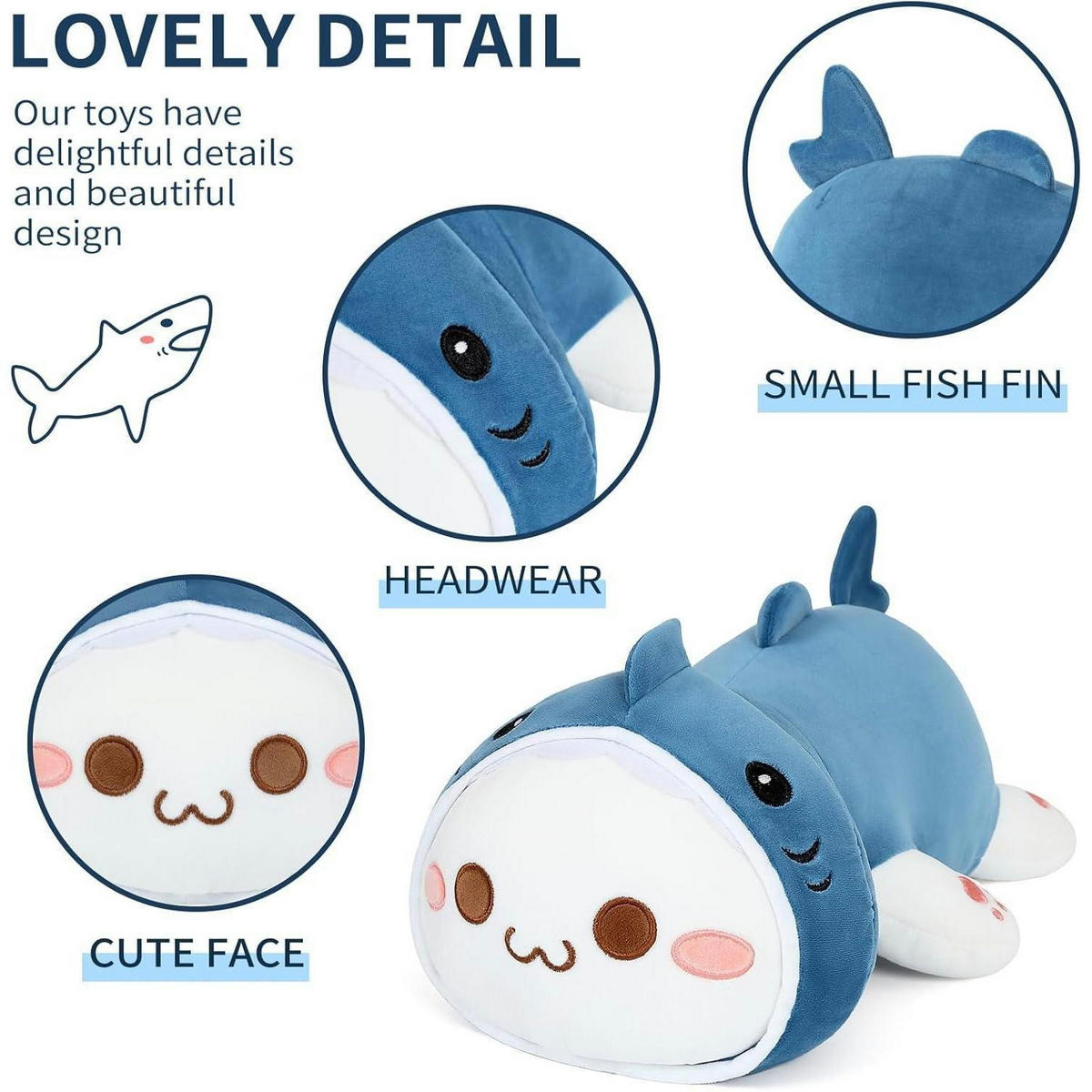 PLÜSCHTIER Hai Katze 30 cm - Blau, Textil (20/30cm)