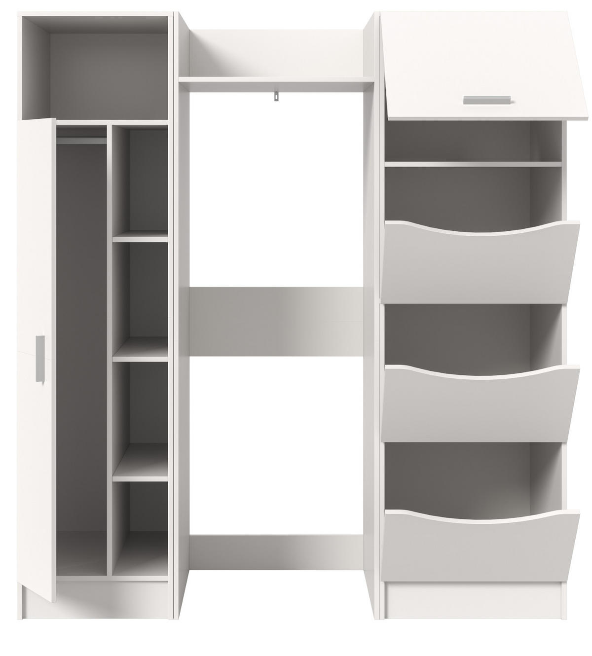 WASCHMASCHINENSCHRANK weiß Set 3-teilig 176 cm, Waschmaschinenumbau mit Stauraum - Silberfarben/Weiß, Glas/Holzwerkstoff (176/195/68cm) - Inn.Furn
