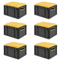 EUROBOX 6x NextGen Seat Gelb, HxBxT 26,5x30x40cm, 20 Liter, Griffe offen, Schwarz - Schwarz, Kunststoff (30/26.5/40cm) - PROREGAL