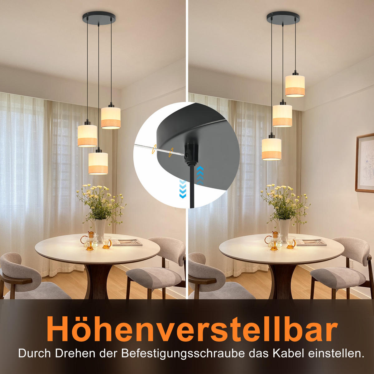 PENDELLEUCHTE Seraphina 25/25/120 cm - Weiß, Kunststoff/Metall (25/25/120cm) - ZMH