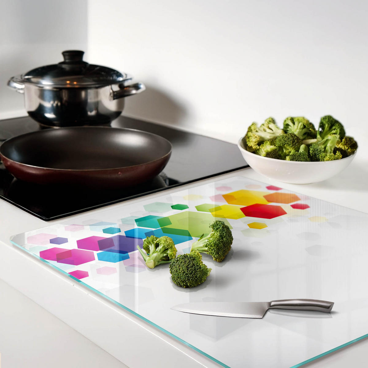 GLASPLATTE 60x52 cm Farbige Würfel - Multicolor, Glas (60/0.4/52cm) - TULUP