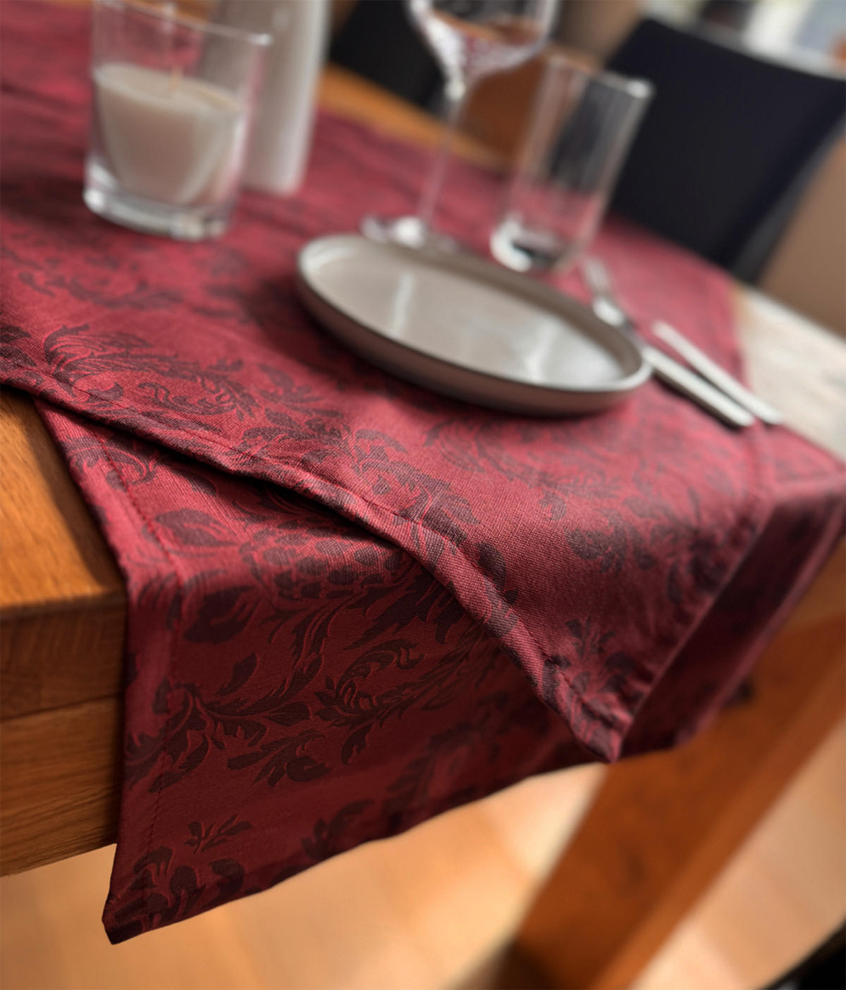 MITTELDECKE Epoche karmin-rot 80/80 cm - Dunkelrot, Textil (80/80cm) - beties Heimtextil