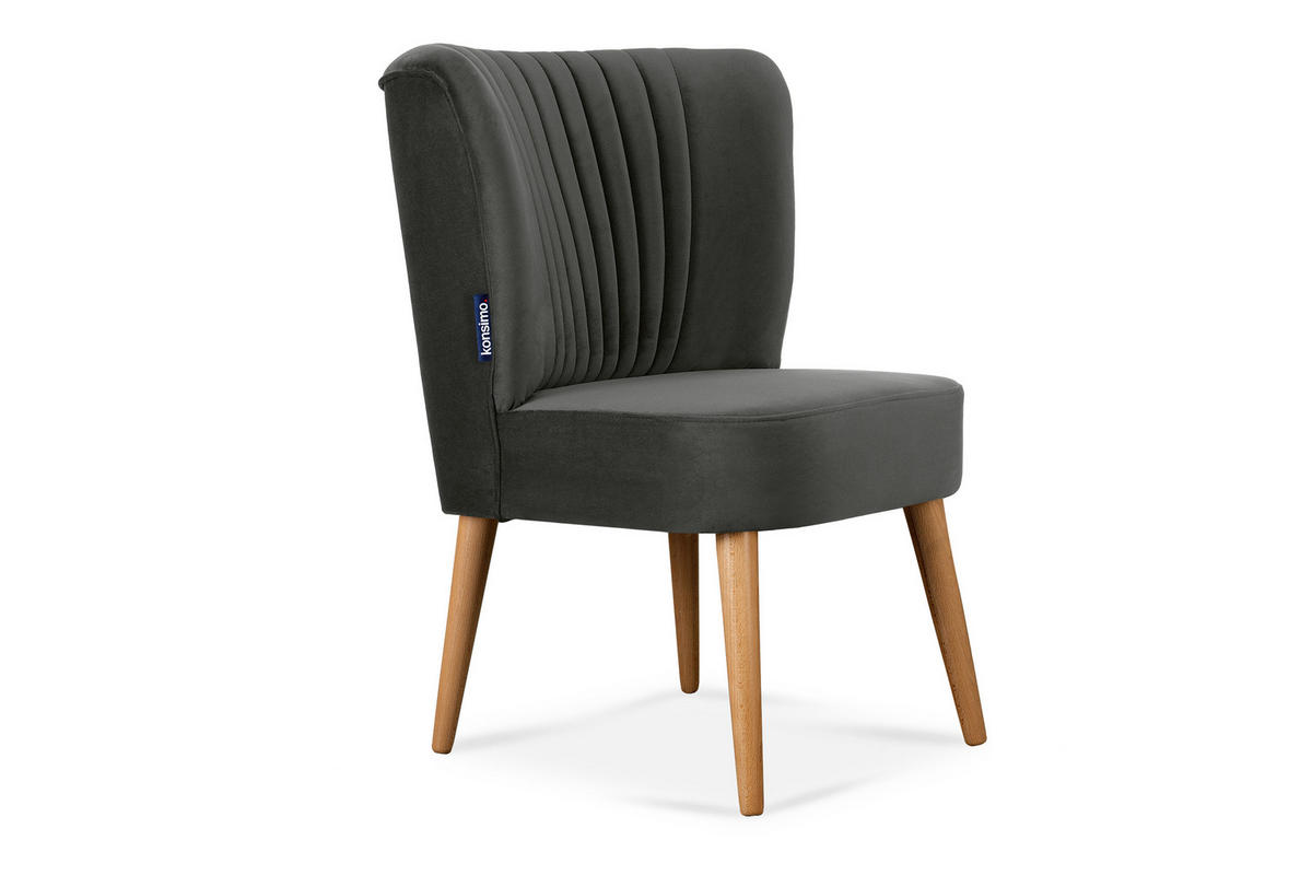 COCKTAILSESSEL DUCO auf hohen Beinen, Graphit/Eiche - Eichefarben/Graphitfarben, Holz/Textil (63/89/65cm) - KONSIMO®