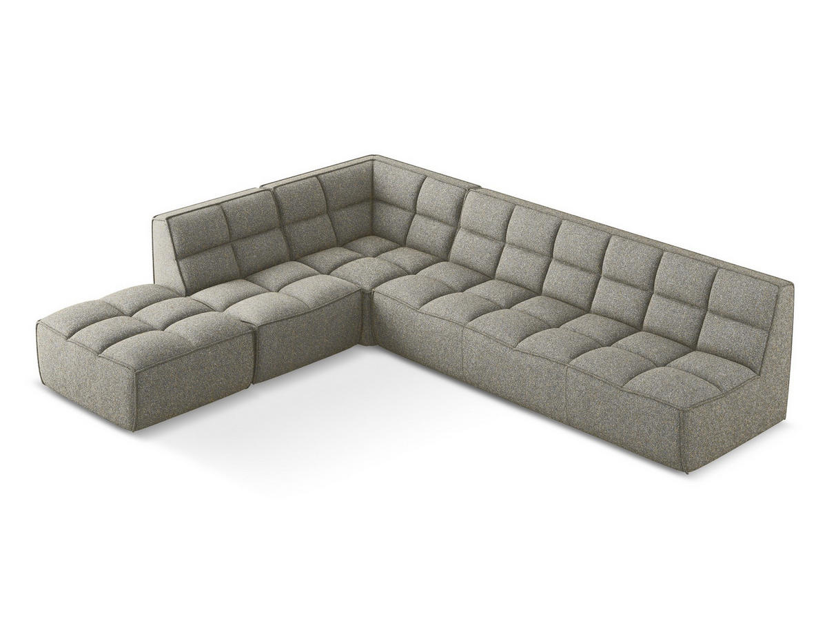 ECKSOFA Beidseitig Strukturstoff Stoff Beige - Beige/Schwarz, Kunststoff/Textil (308/258cm) - Makamii