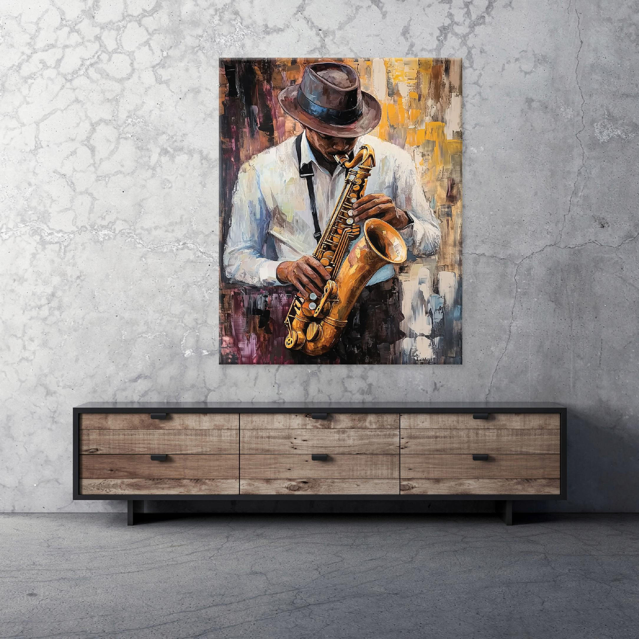 BILDER Abstrakt Männlich Musik Aquarell Modern 60x40 - Multicolor, Holzwerkstoff (40/60cm) - Wallarena