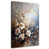 BILD auf Leinwand, Weiße Blumen einer Pflanze auf beigem Hintergrund - Beige, Textil (20/30cm) - Feeby