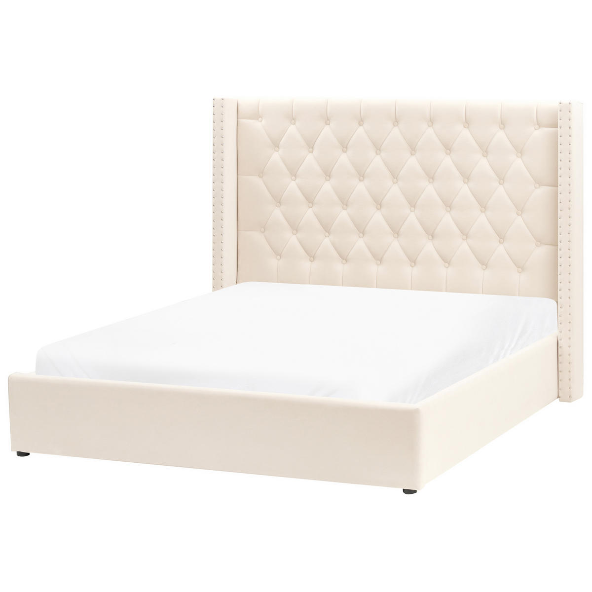 POLSTERBETT 160/200 cm Cremeweiß Lubbon - Creme, Textil (160/200cm) - Beliani