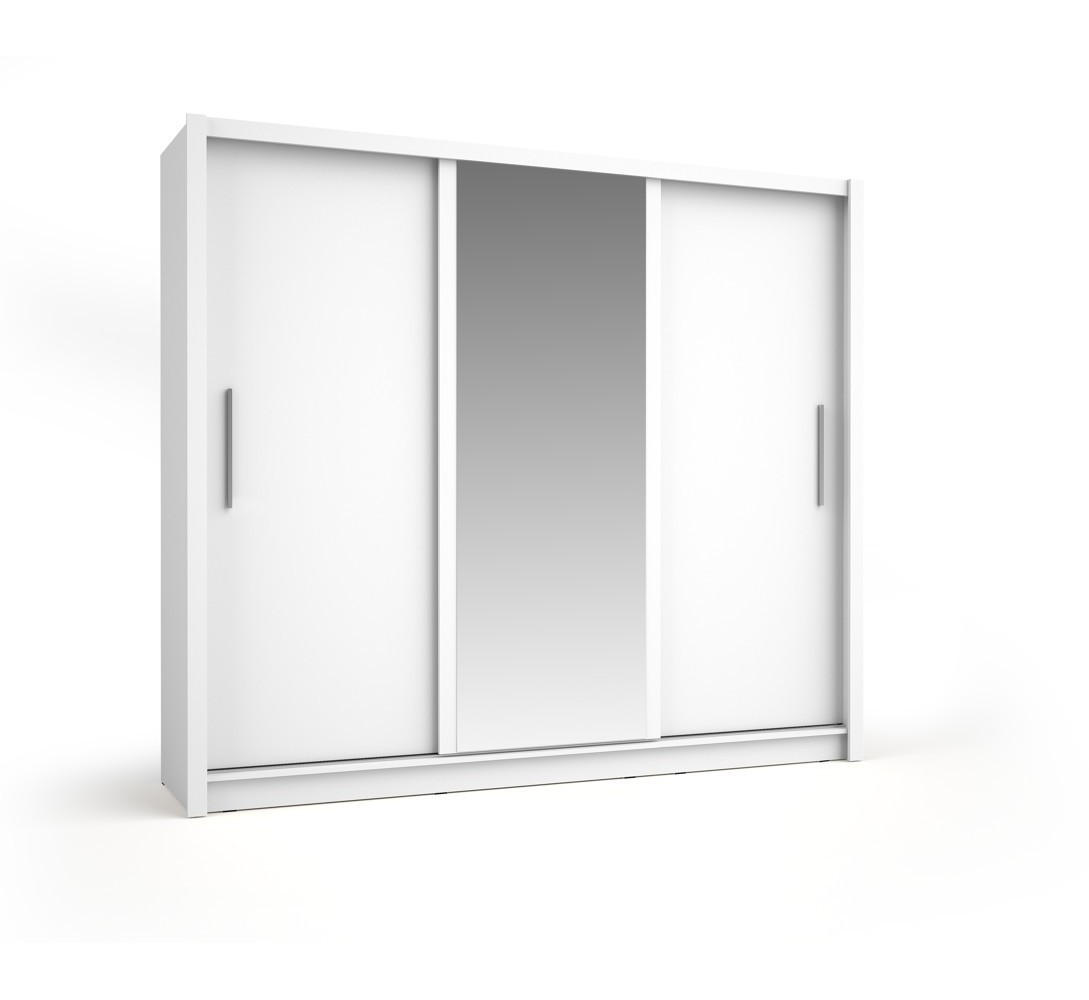 SCHWEBETÜRENSCHRANK FRISKA 247,8/215/61,6cm 3-türig mit Spiegel Weiß - Weiß, Holzwerkstoff (247.8/215/61.6cm) - MASSENO