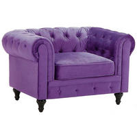 SESSEL Samtstoff violett Chesterfield - Dunkelbraun/Violett, Textil (110/70/75cm) - Beliani