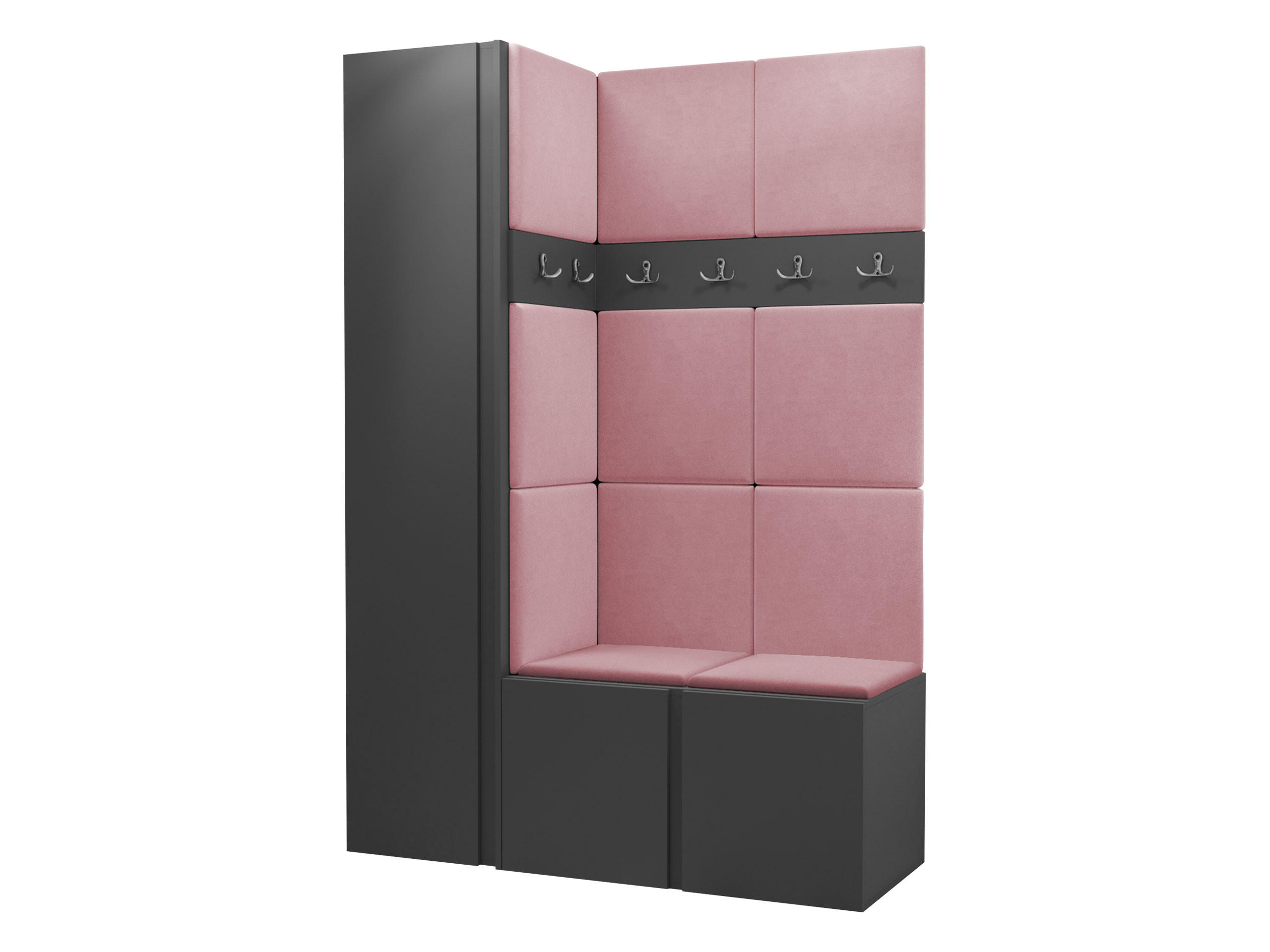 GARDEROBEN-SET Orion IX - Graphitfarben/Rosa, Holzwerkstoff/Kunststoff (124/186/46cm) - MIRJAN24