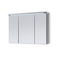 SPIEGELSCHRANK Bad 100 cm GRAU mit LED-Beleuchtung & Steckdose - Grau, Holzwerkstoff (100/68/15cm) - Aileenstore