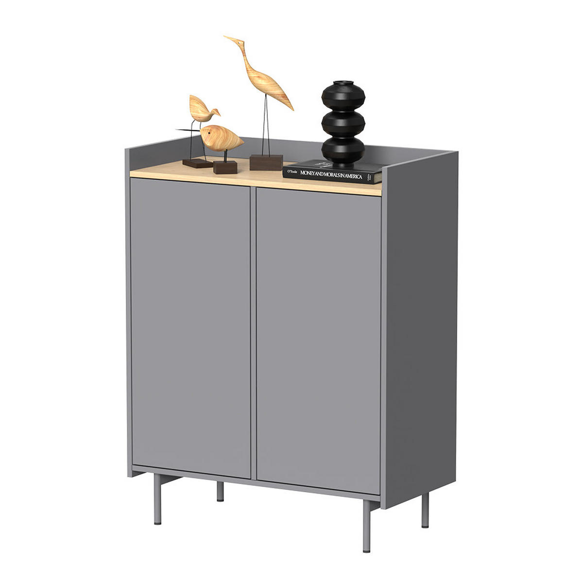 KOMMODE Velina Grau/Eiche 80 x 103 cm mit 6 Fächern - Eichefarben/Grau, Holzwerkstoff (80/103/40cm) - Vicco