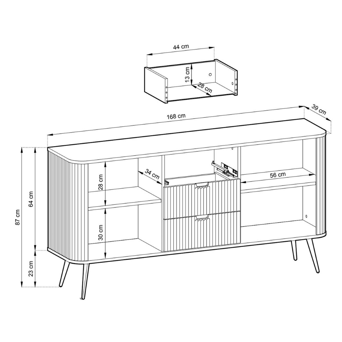 SIDEBOARD Zova Greige mit goldenen Beinen 168 cm - Taupe/Goldfarben, Holzwerkstoff/Metall (168/87/39cm) - Selsey