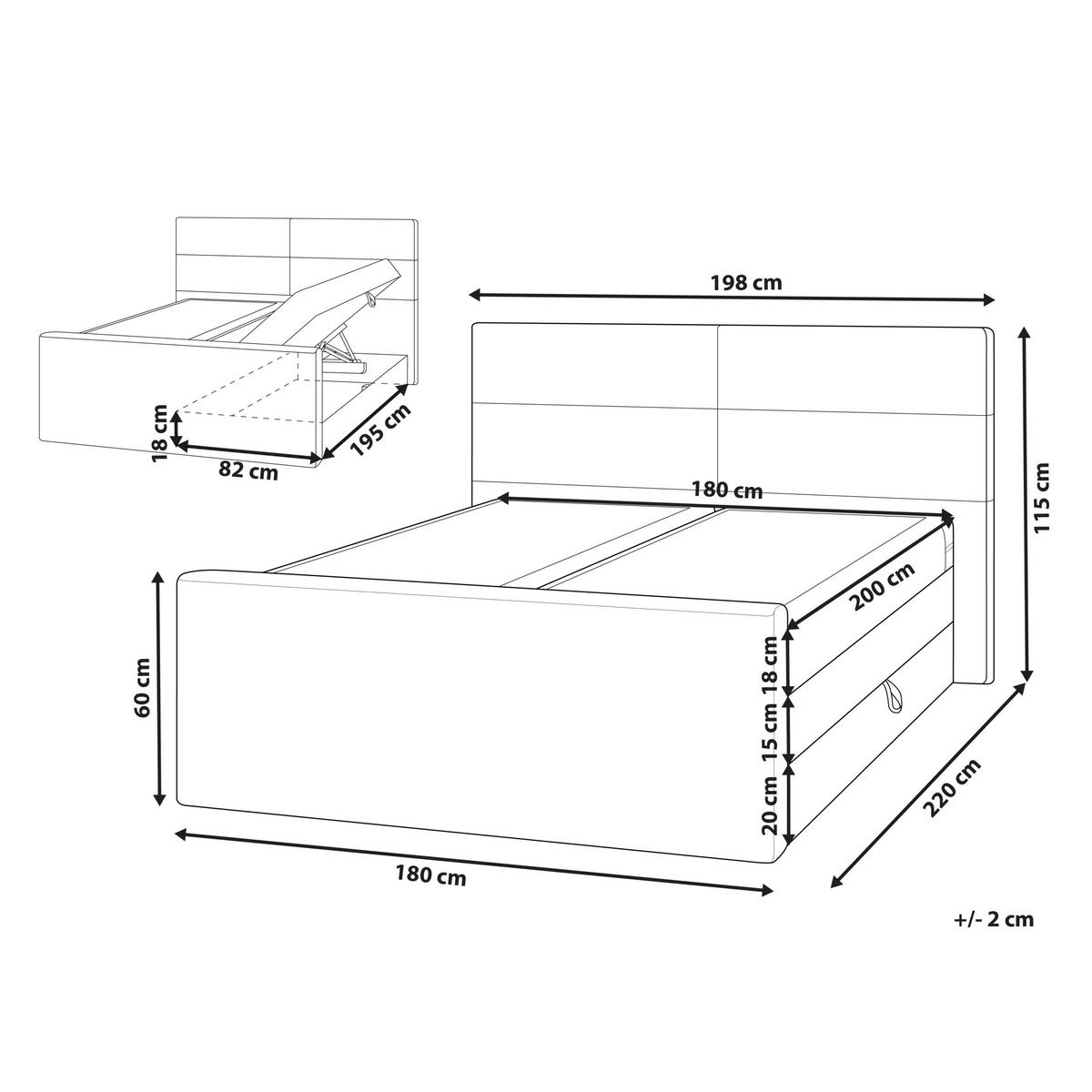 BOXSPRINGBETT 180/200cm Hellgrau Aristocrat - Hellgrau, Textil (180/200cm) - Beliani