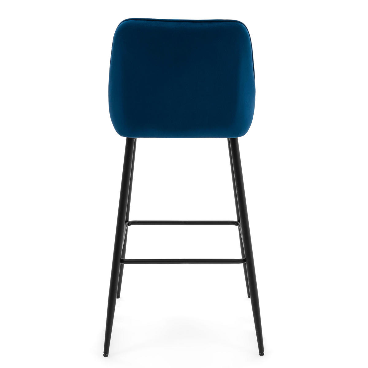 BARHOCKER PASSO gepolstert mit Steppung - dunkelblau - Samt Velours - Schwarz/Dunkelblau, Metall (50/95/55cm) - NEW HOME