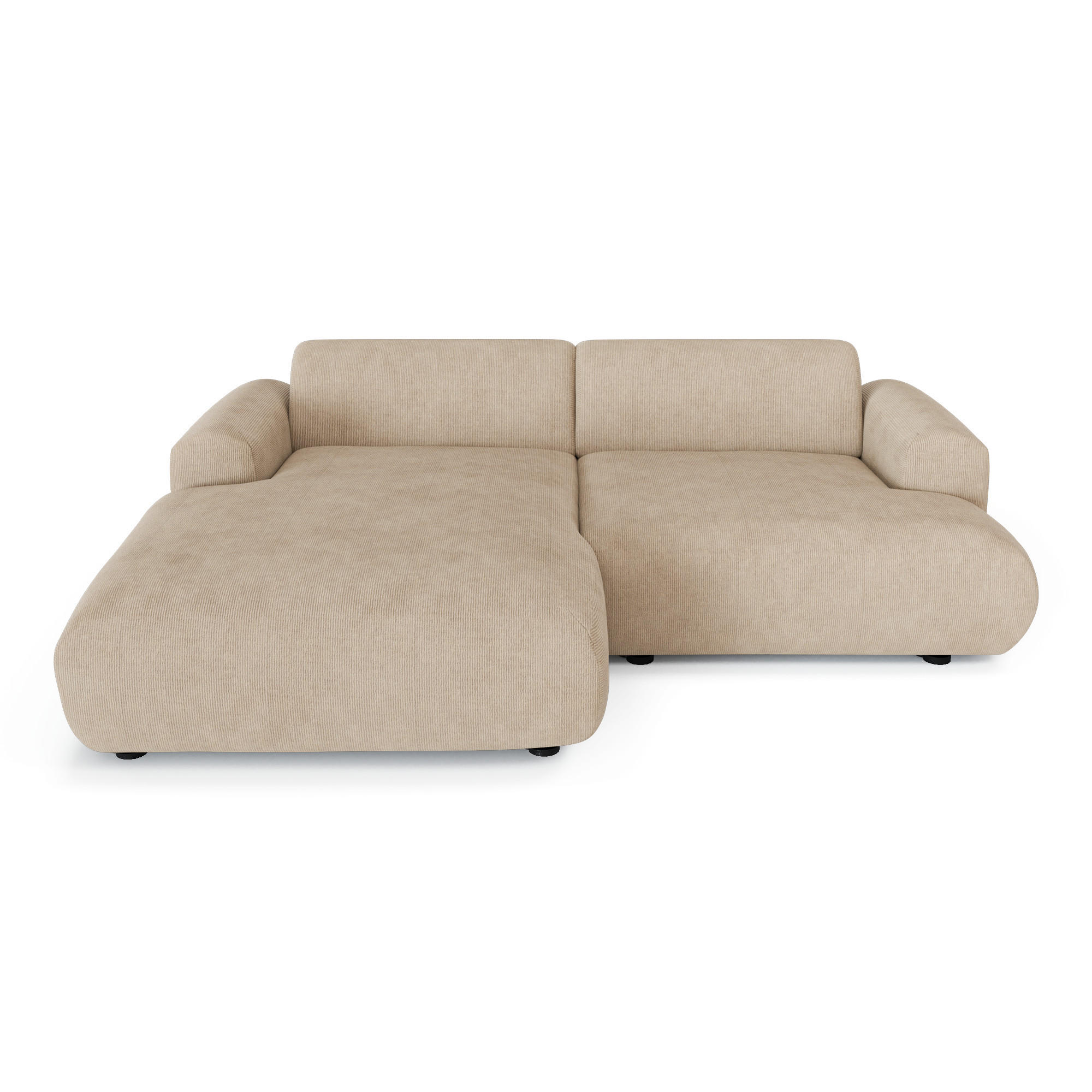 ECKSOFA LINKS Gerippter Samt Beige 266cm - Beige, Textil (165/266cm) - Sia Home