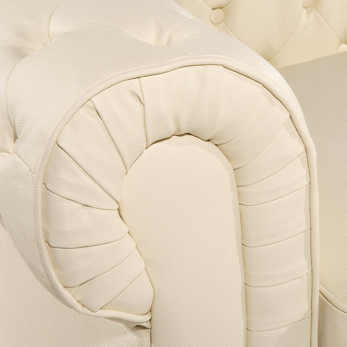 SESSEL Leder creme Chesterfield - Beige/Braun, Leder (108/70/80cm) - Beliani