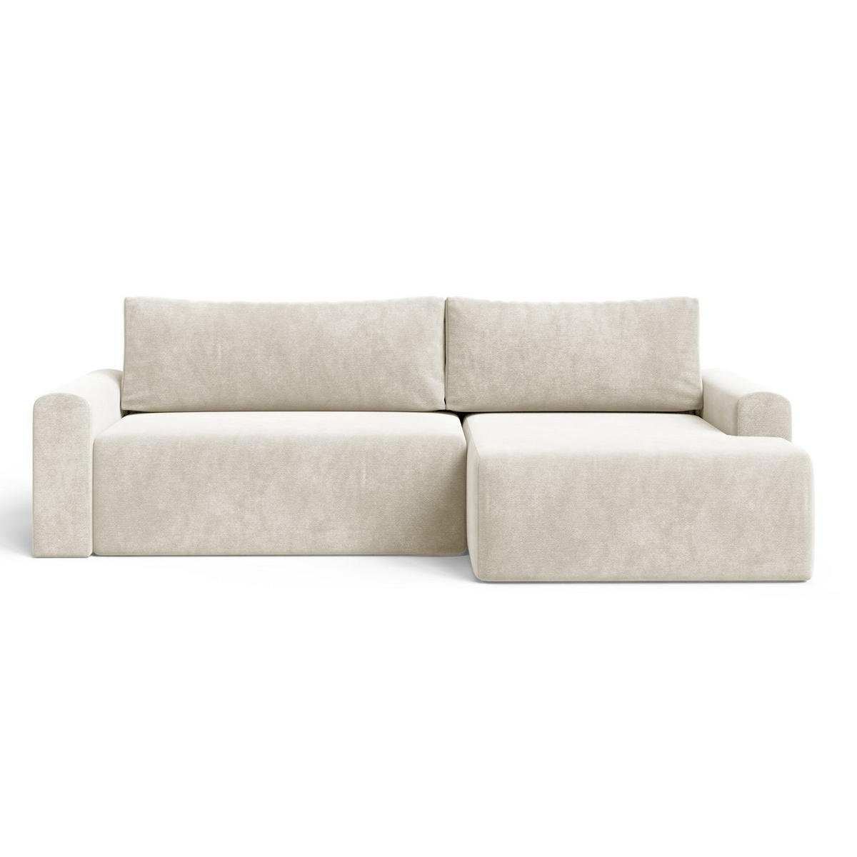 ECKSOFA MILO LARGE mit Schlaffunktion, Bettkasten und Cordbezug, Rechts - VIBE 03 - Creme, Holz (270/142cm) - Dekori_Interiors