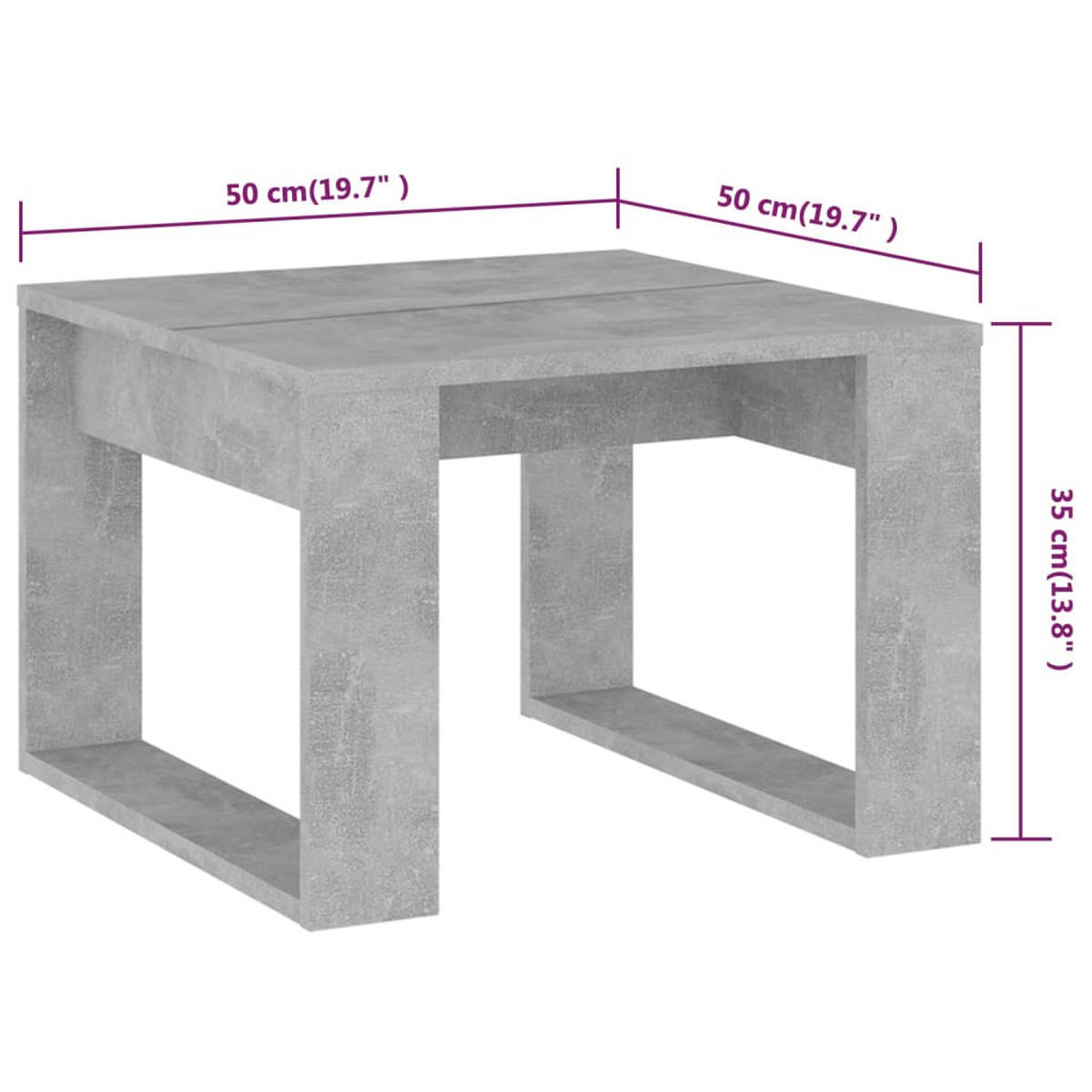 BEISTELLTISCH Moderner 50/50/35 cm aus Holzwerkstoff Betongrau Quadratisch - Hellgrau/Grau, Holz (50/50/35cm) - vidaXL