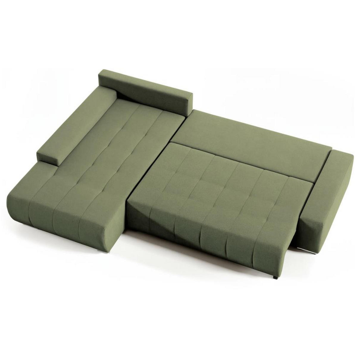 ECKSOFA Draco L grün links - Chromfarben/Grün, Textil/Metall (267/186cm) - Beautysofa