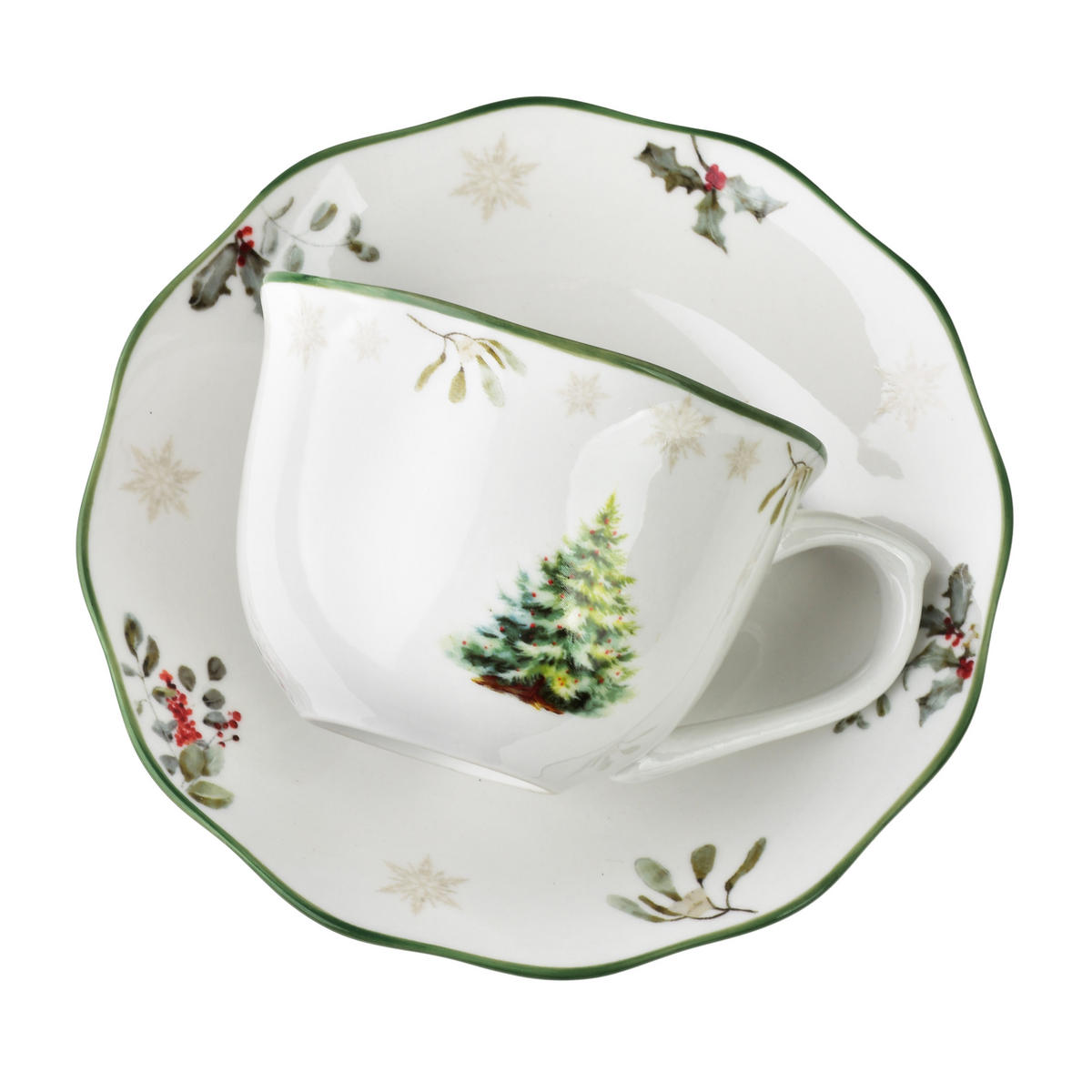 TASSE mit Untertasse Santa Lila Weiß 16x16x12 cm Porzellan - Weiß, Keramik (0.22L) - Mondex