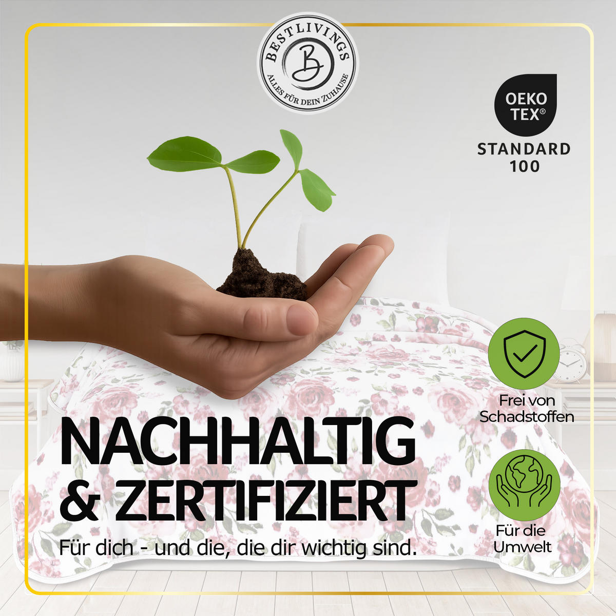 KUSCHELDECKE XXL 240x200 cm Rosen-Motiv Weiß - Weiß, Textil (200/240cm) - Bestlivings