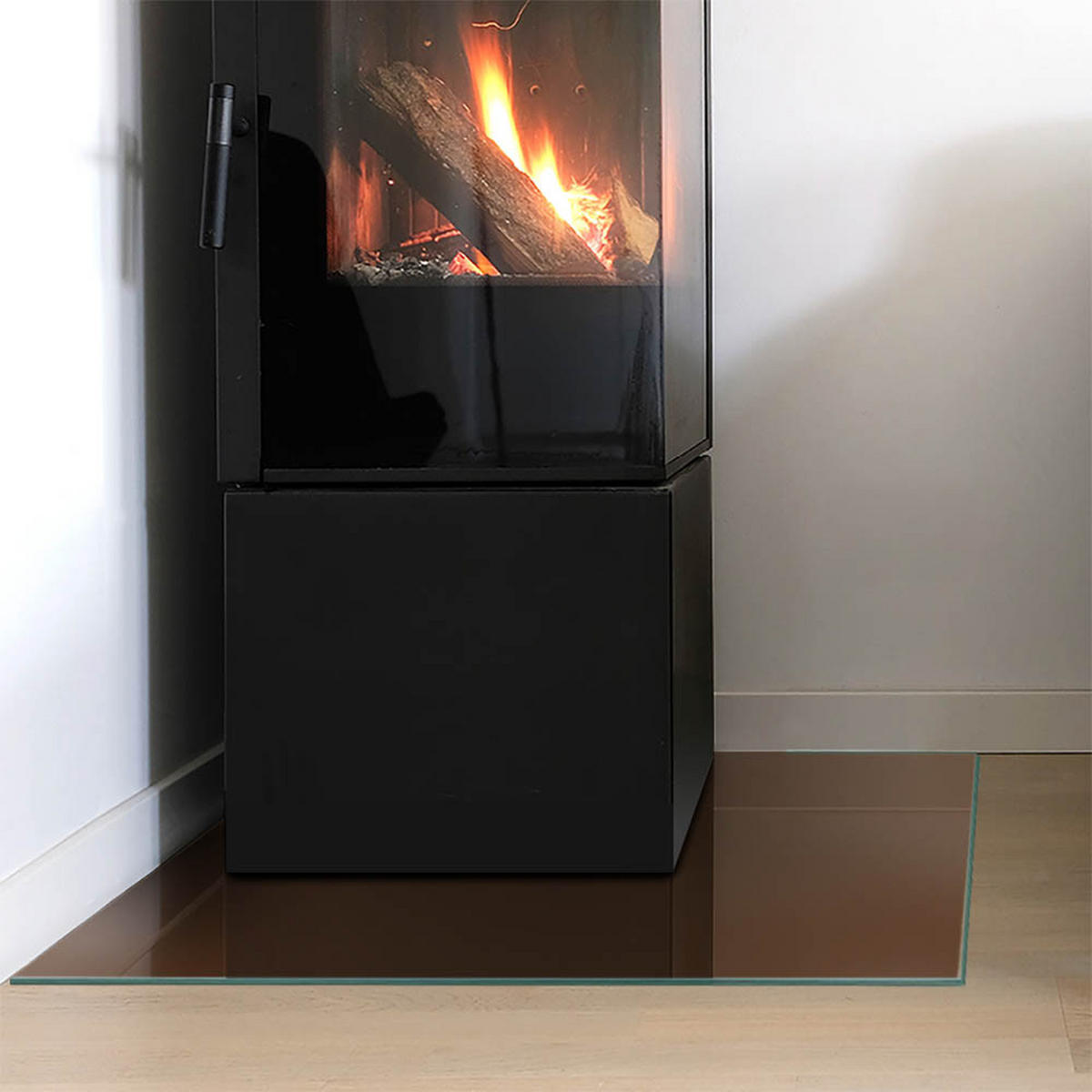 GLASPLATTE für Kamin 60x60 cm Braun - Braun, Glas (60/60/0.4cm) - ArtPrintCave