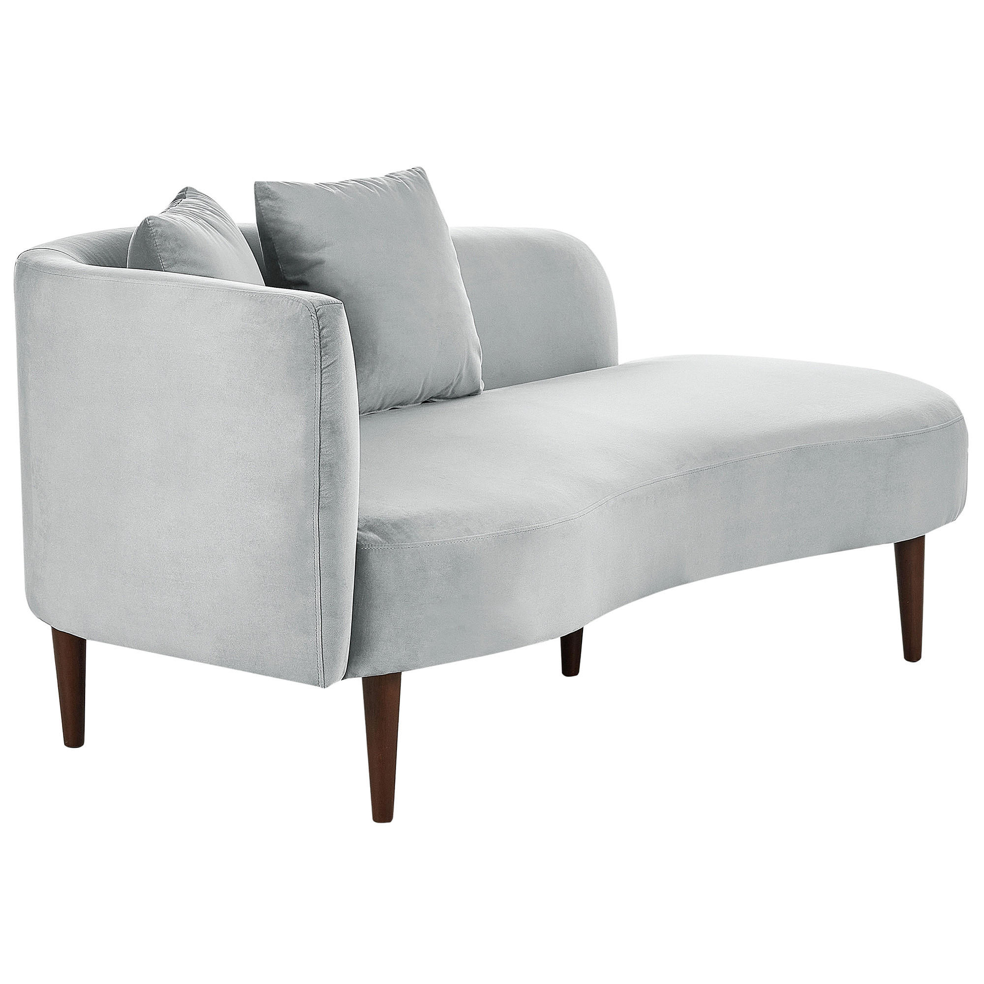 CHAISELONGUE Samtstoff hellgrau linksseitig Chaumont - Dunkelbraun/Grau, Textil (168/75/74cm) - Beliani